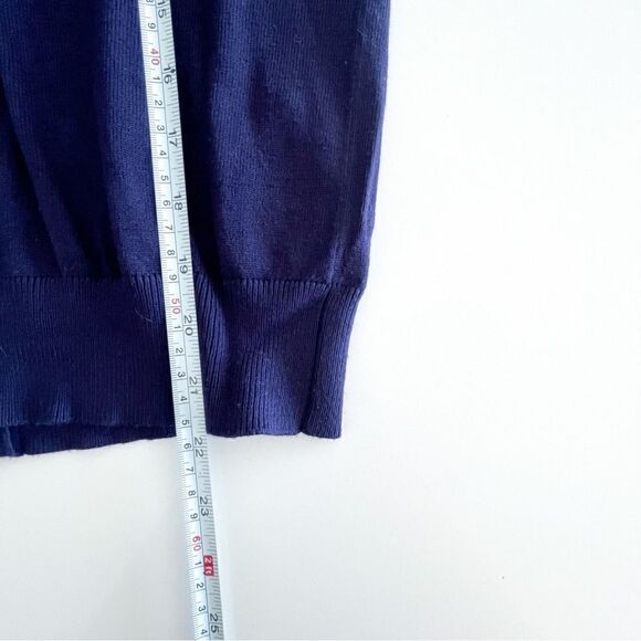 Cable & Gauge Pineapple Cardigan Navy Blue Buttons Women's M Embroidered - Picture 8 of 9